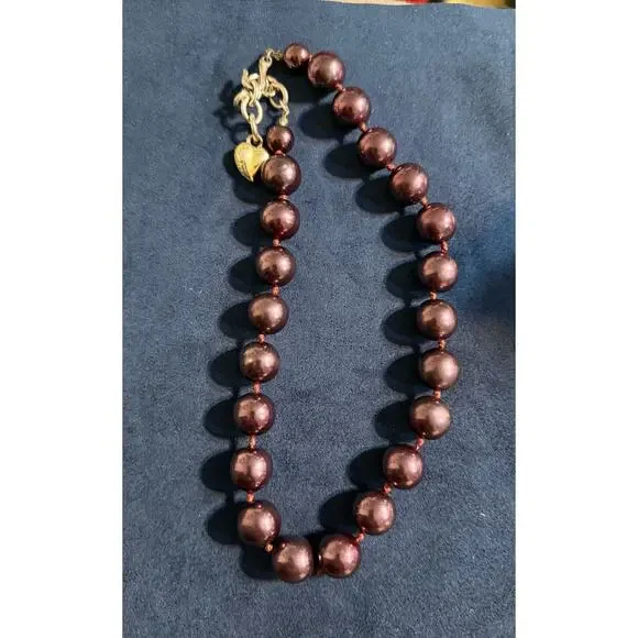 Vintage Carolee Burgundy Knotted Simulated Pearl Choker